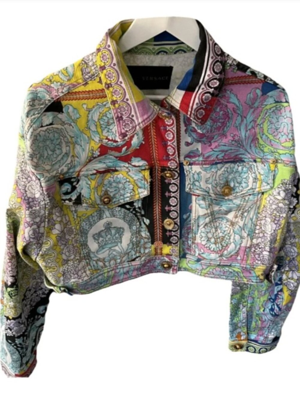Authentic Versace Baroque Print Demi-Cropped Jacket — 46 IT